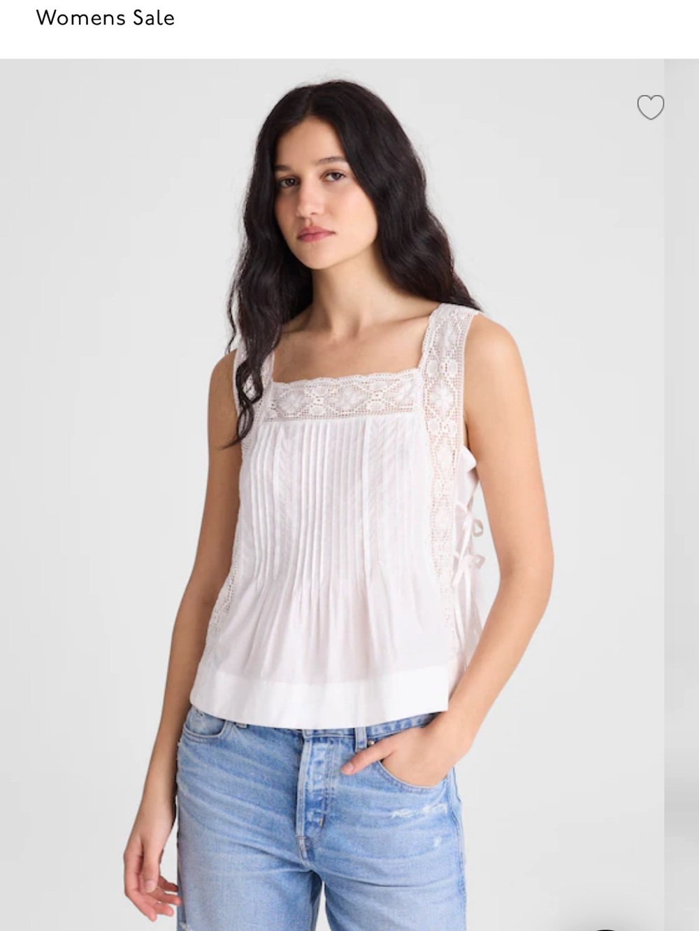 Madewell White Lace-Trim Pleated Camisole